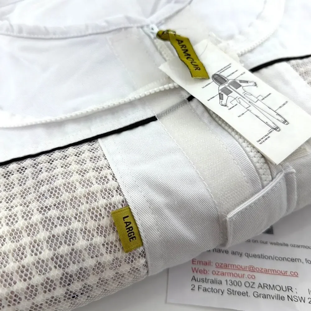 OZ ARMOUR Poly Cotton Semi Ventilated Beekeeping Suit White Size L